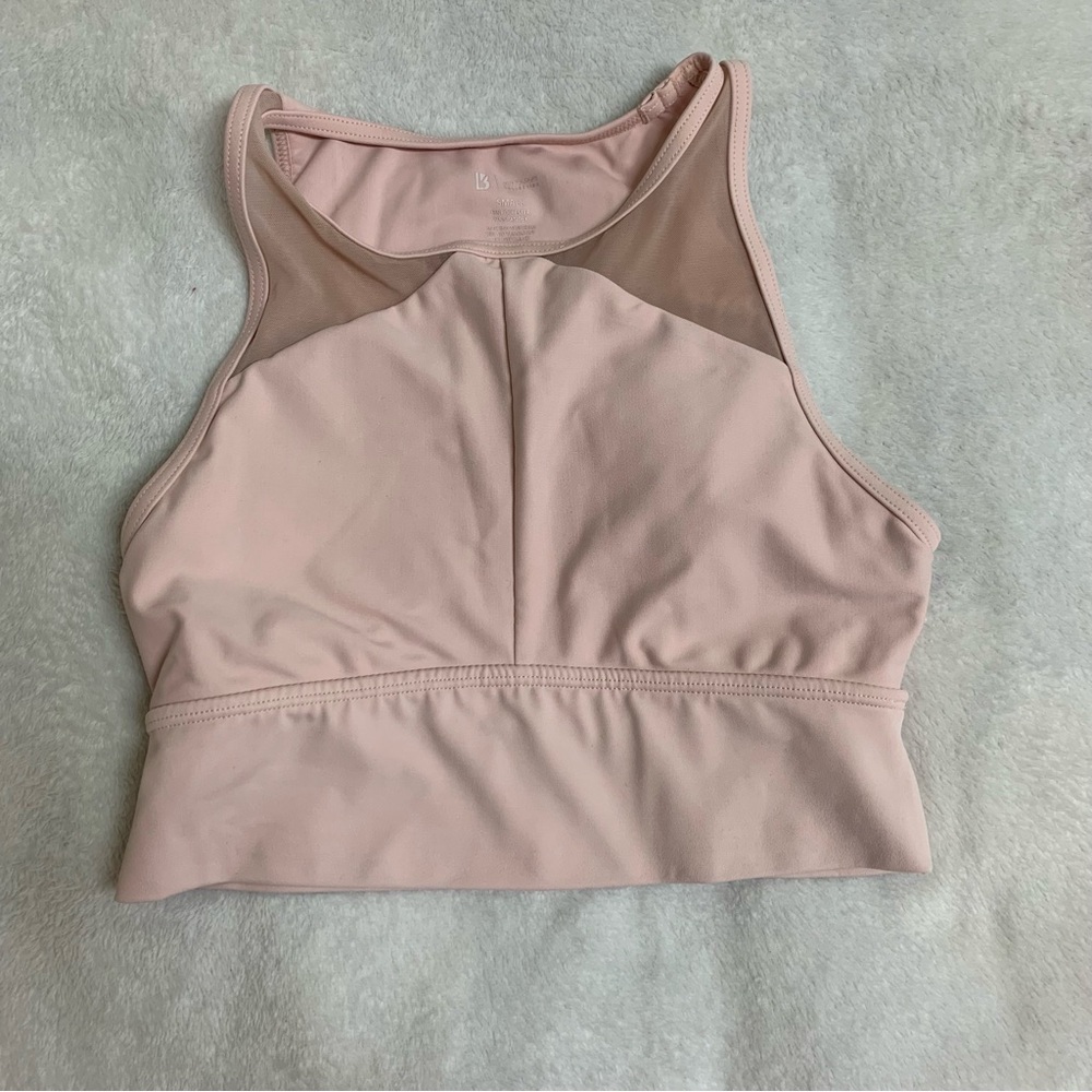 Buff bunny Pink halter top padded sports bra S w/mesh detail
